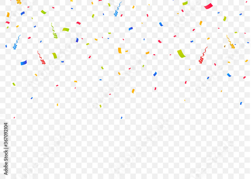 Color falling confetti isolated background. Colorful pieces of paper. Confetti explosion