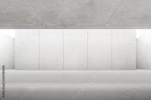 Fototapeta Naklejka Na Ścianę i Meble -  Abstract architecture space, Interior with concrete wall. 3d render.	
