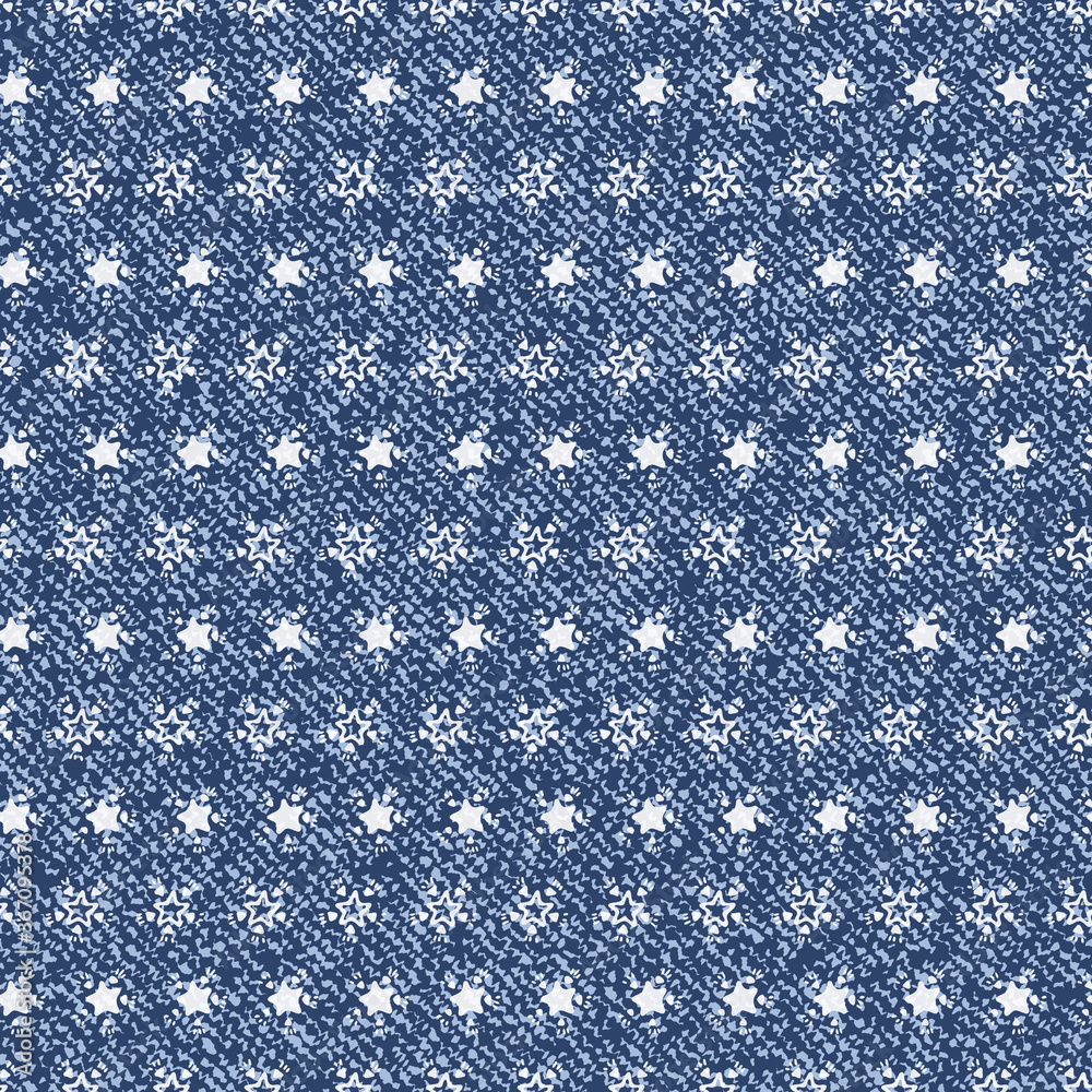 Jeans background with stars. Vector Denim seamless pattern
