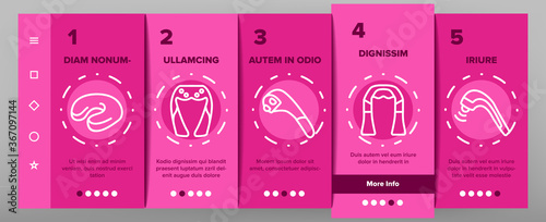Shoulder Massager Onboarding Mobile App Page Screen Vector. Body And Foot Massager Equipment For Relaxation, Electric Wearable Pulse Neck Device Illustrations