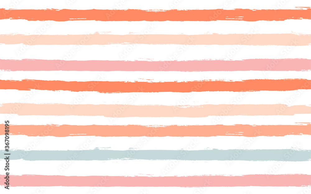 Hand drawn striped pattern, pink, orange and green girly stripe seamless background, childish pastel brush strokes. vector grunge stripes, cute baby paintbrush line backdrop