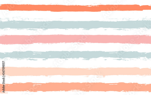 Hand drawn striped pattern, pink, orange and green girly stripe seamless background, childish pastel brush strokes. vector grunge stripes, cute baby paintbrush line backdrop