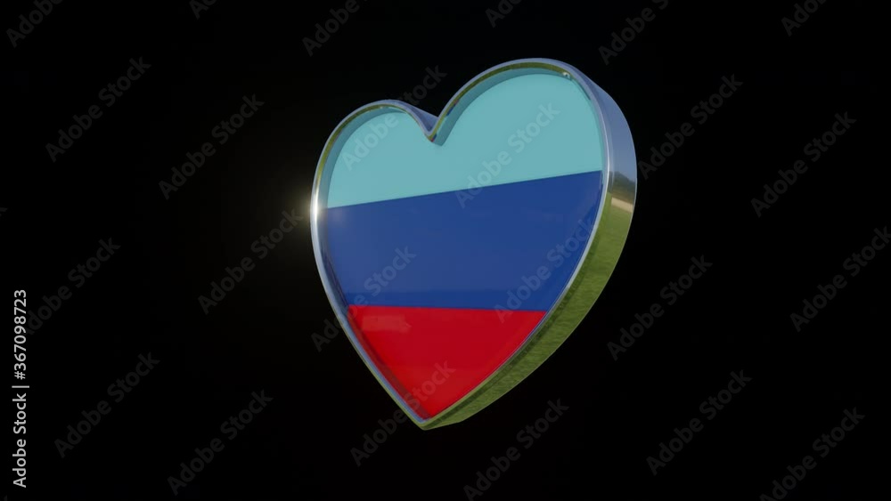 Flag of the Luhansk People's Republic in the shape of 3D heart. Metallic heart with glass and relief elements of the country flag. Animation with alpha channel. Flag of the Luhansk People's Republic in the shape of 3D heart. Metallic heart with glass and relief elements of the country flag. Animation with alpha channel.
