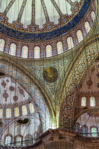 Inside Sultanahmet Mosque in Istanbul, Turkey