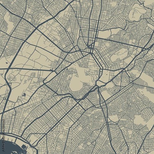 Vector map of Athens. Street map art poster illustration.