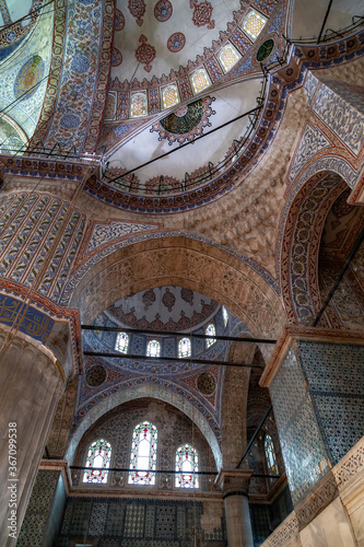 Inside Sultanahmet Mosque in Istanbul, Turkey