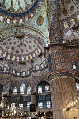 Inside Sultanahmet Mosque in Istanbul, Turkey