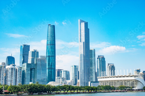 Skyline of Zhujiang New City  the commercial center of Guangzhou