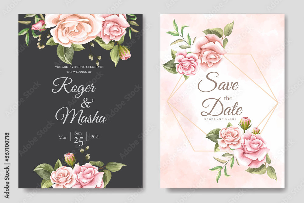 Wedding invitation set card template