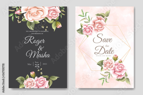 Wedding invitation set card template