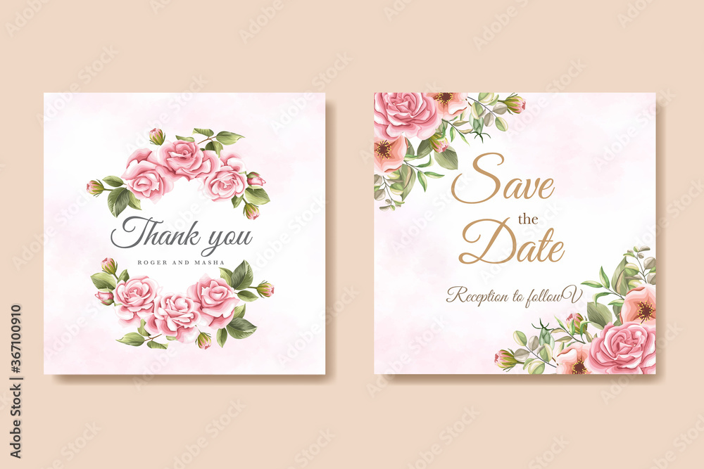 Wedding invitation set card template