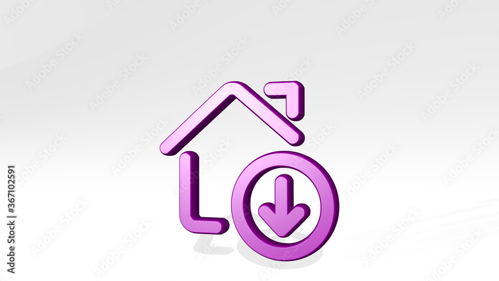 REAL ESTATE ACTION HOUSE DOWNLOAD from a perspective with the shadow. A thick sculpture made of metallic materials of 3D rendering. illustration and background REAL ESTATE ACTION HOUSE DOWNLOAD from a perspective with the shadow. A thick sculpture made of metallic materials of 3D rendering. illustration and background