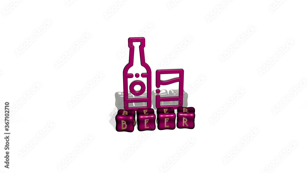 3D graphical image of beer vertically along with text built by metallic cubic letters from the top perspective, excellent for the concept presentation and slideshows. illustration and alcohol 3D graphical image of beer vertically along with text built by metallic cubic letters from the top perspective, excellent for the concept presentation and slideshows. illustration and alcohol