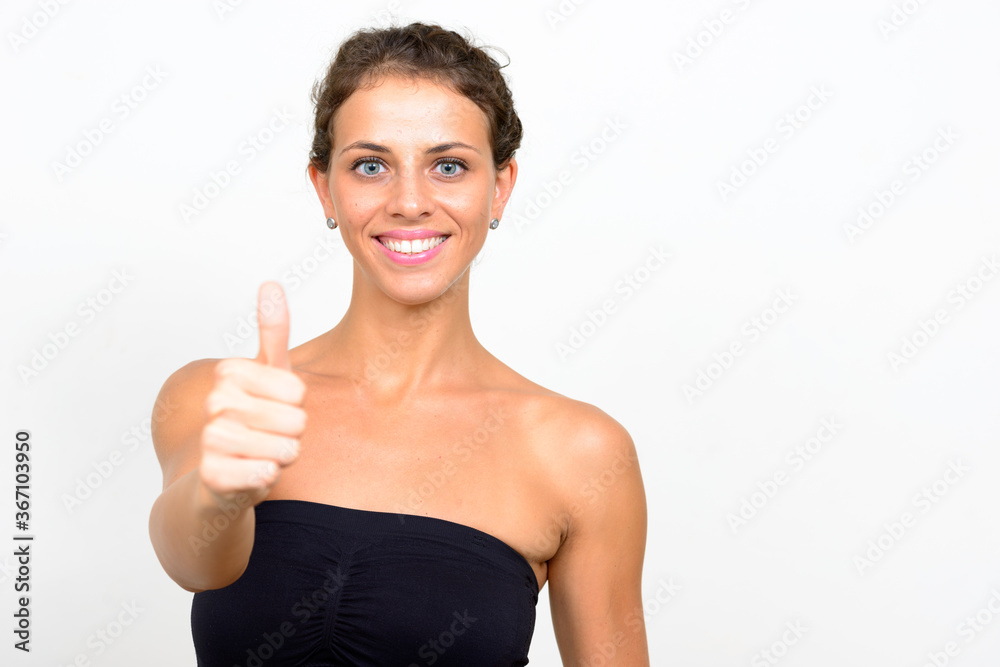 Portrait of young beautiful woman ready for gym Portrait of young beautiful woman ready for gym