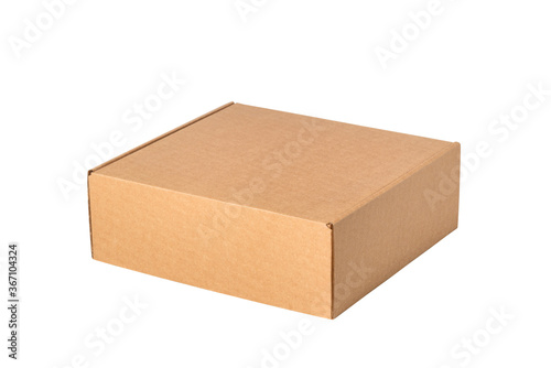 Brown cardboard carton box, isolated © mdbildes