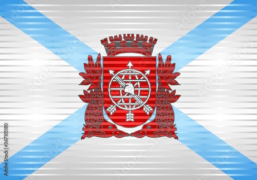 Shiny Flag of the City of Rio de Janeiro - Illustration, 
Three dimensional flag of Rio de Janeiro