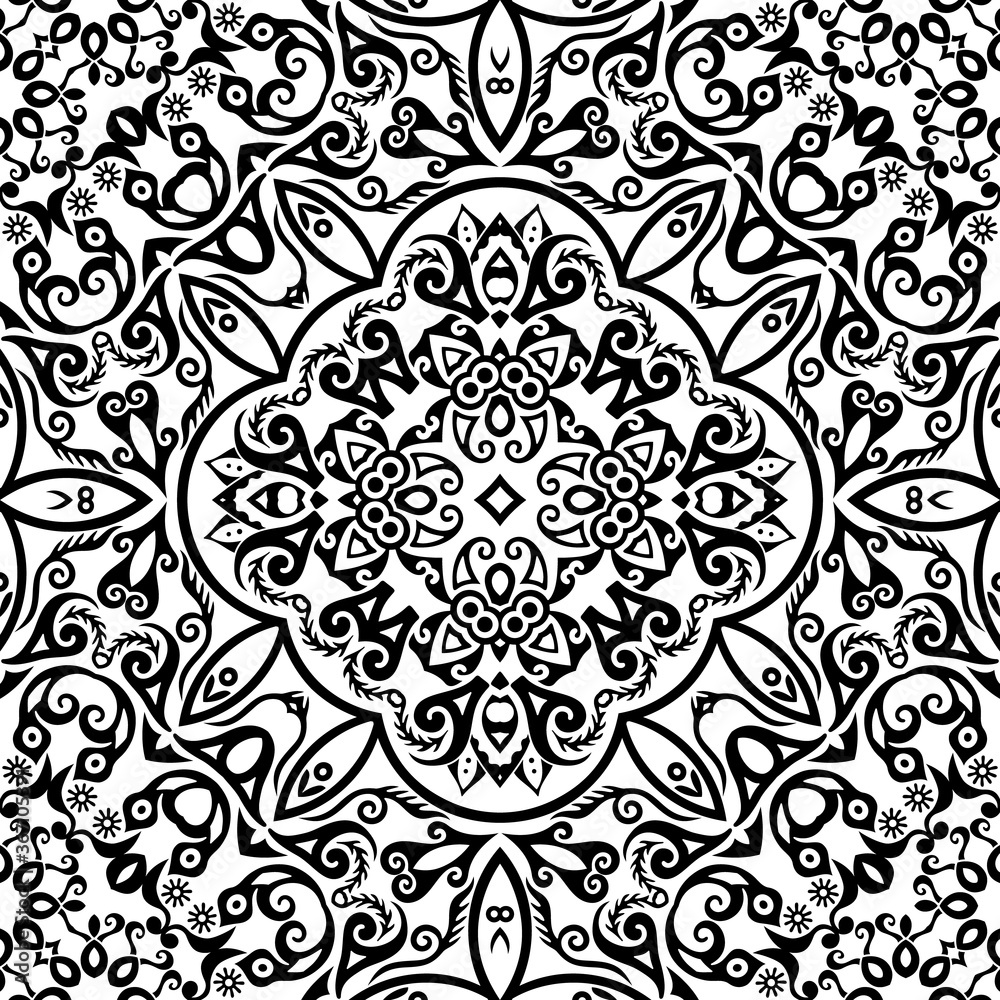 Vector ethnic hand drawn ornamental background.