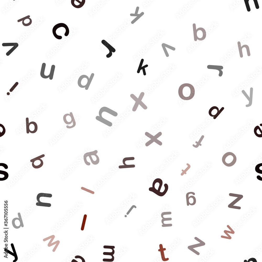 Dark Red vector seamless backdrop with english symbols. Modern geometrical illustration with ABC english symbols. Pattern for design of fabric, wallpapers. Dark Red vector seamless backdrop with english symbols. Modern geometrical illustration with ABC english symbols. Pattern for design of fabric, wallpapers.