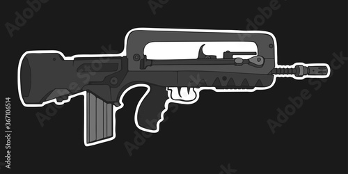 French bullpup-style assault rifle FAMAS on black background