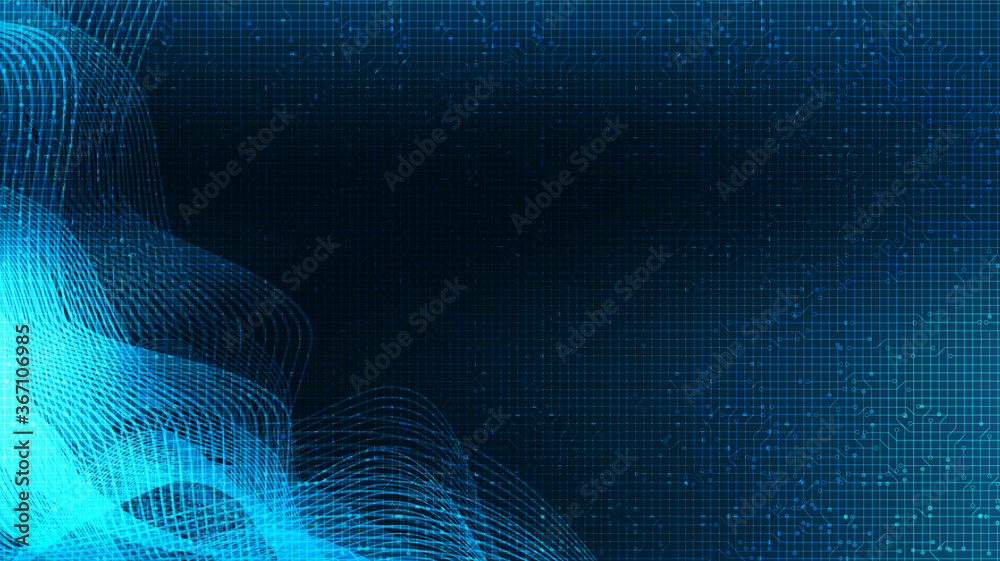 Waving Circuit Board Technology on Future Background,Hi-tech Digital and Communication Concept design,Free Space For text in put,Vector illustration.