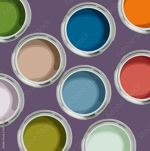 Multicolored paint cans