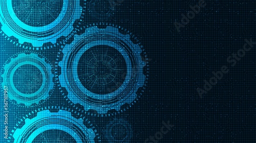 Modern Gears wheel and Cock on Technology Background,vector
