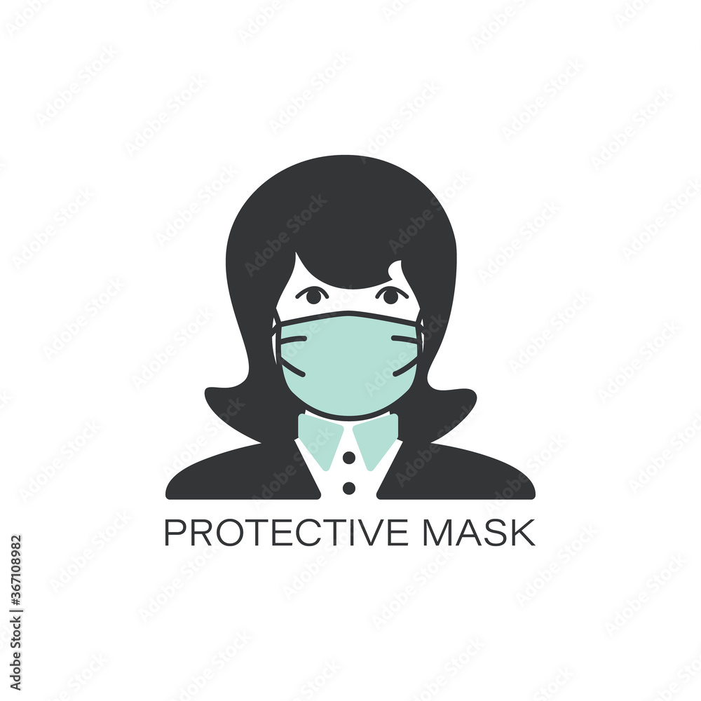 Face medical mask. Flu mask line icon. Woman in mask. PROTECTIVE MASK. Protection from coronavirus Face medical mask. Flu mask line icon. Woman in mask. PROTECTIVE MASK. Protection from coronavirus