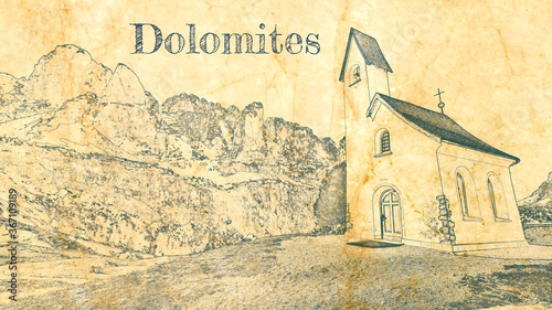 Sketch of small church at P...