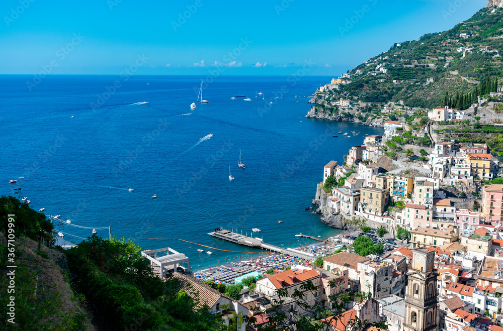 Italy, Campania, Minori - 16 August 2019 - Minori overlooks the sea of ​​the Amalfi coast