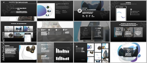 Vector template for website design, presentations, portfolio. Templates for presentation slide, flyer, leaflet, brochure cover, annual report with fluid colorful trendy blue gradients geometric shapes