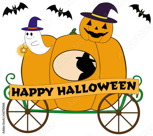 かぼちゃ馬車（ハロウィン）文字あり