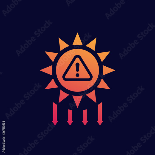 UV radiation warning, solar ultraviolet vector icon