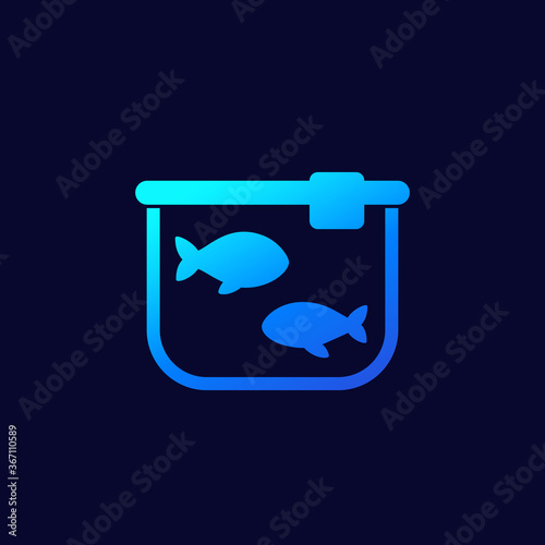 Aquarium with fish icon with gradient
