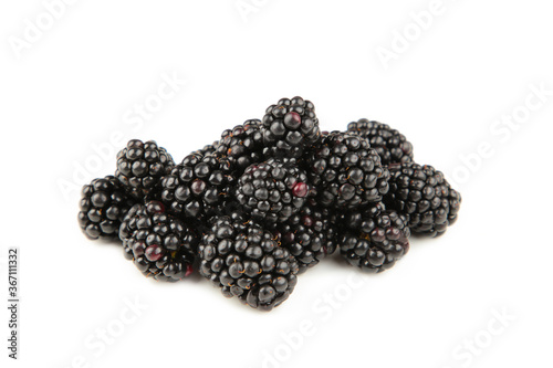Fresh blackberry isolated on white background. Top view