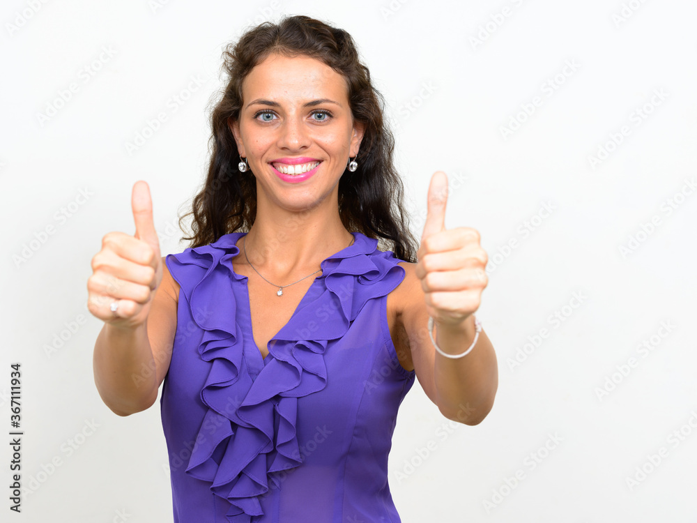 Portrait of young beautiful businesswoman with curly hair Portrait of young beautiful businesswoman with curly hair