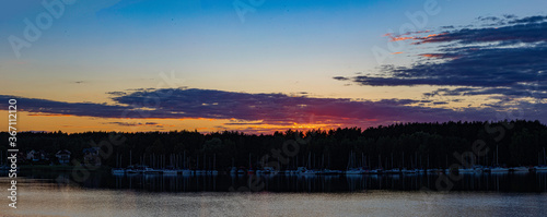 Colorful sunset in Pieczyska city.