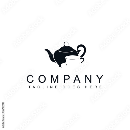 Ilustration vector graphic of Kettle and cup, hot coffee and tea. Vector image isolated on white background.