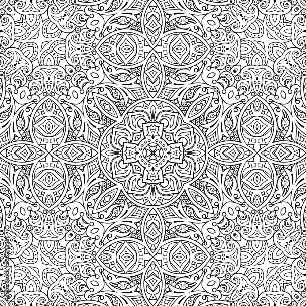 Vector ethnic line art hand drawn background Vector ethnic line art hand drawn background