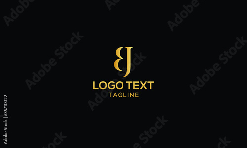 Unique modern creative elegant luxurious artistic gold and black colour BJ initial based letter icon logo