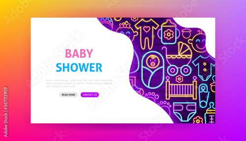 Baby Shower Neon Landing Page