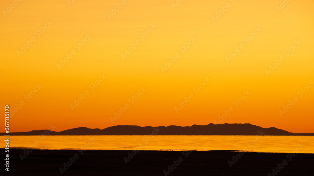 Orange sunset at Great Salt Lake