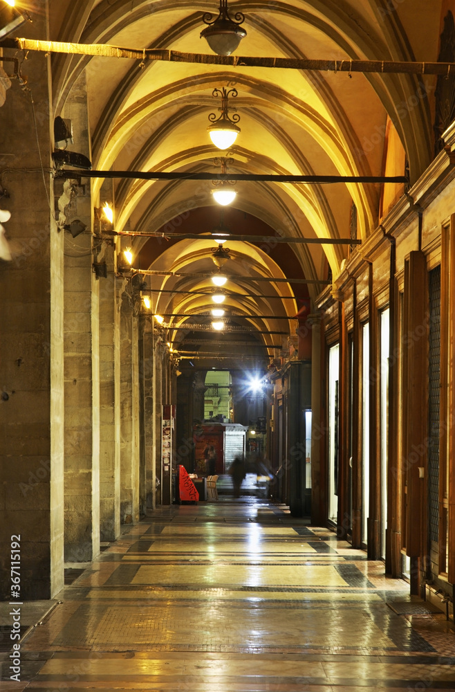Arcades of Bologna. Italy
