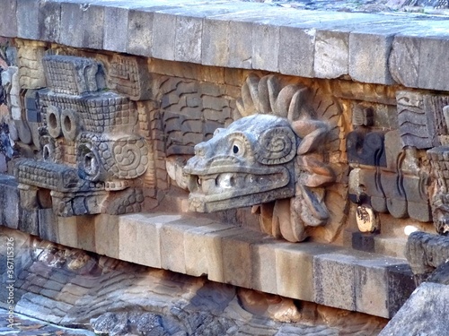 Mexico, Prehispanic city of Teotihuacan, feathered serpent