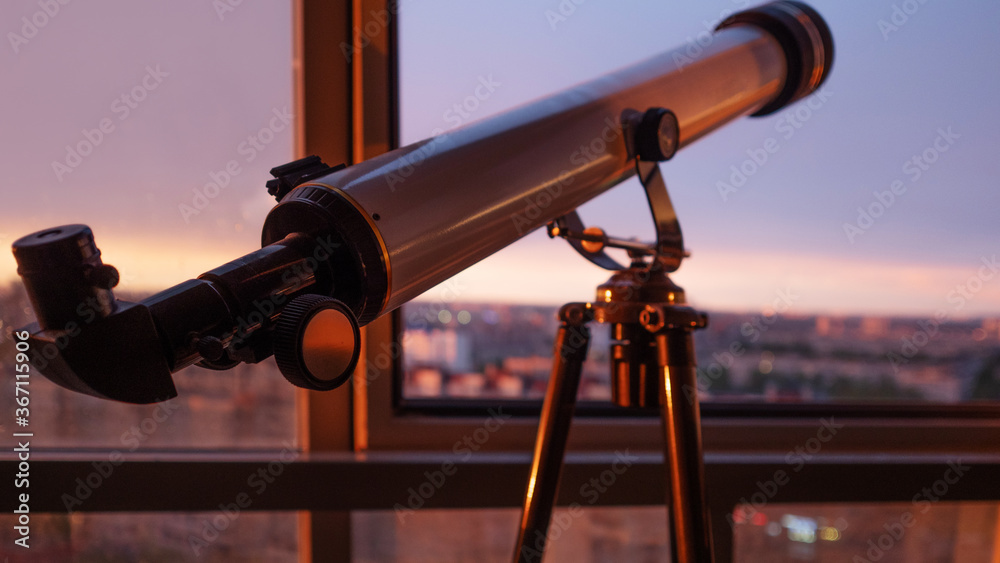 telescope on the balcony, Telescope on the tripod, shallow telescope on the balcony, Telescope on the tripod, shallow
