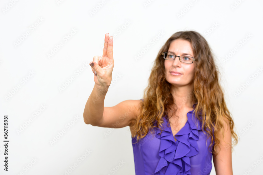 Portrait of young beautiful businesswoman with curly blond hair Portrait of young beautiful businesswoman with curly blond hair