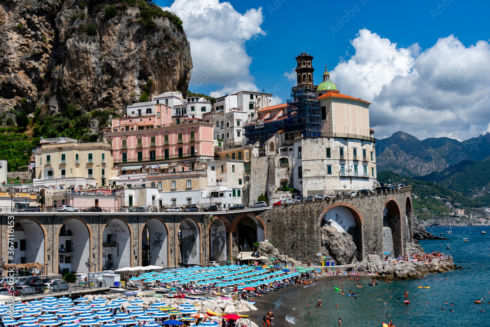 Italy, Campania, Atrani - 16 August 2019 - Atrani is a pearl of the Amalfi coast