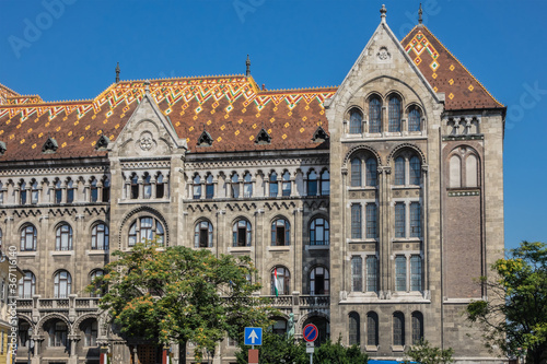 Art nouveau National Archives of Hungary building. Buda Castle, Budapest, Hungary.