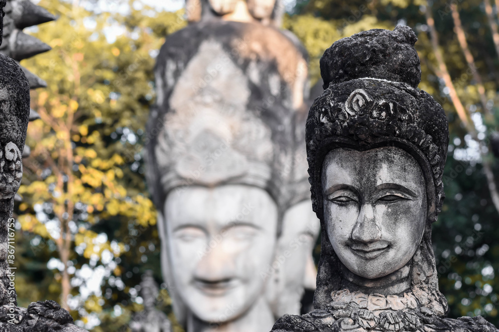 The old prayer statue at sala Kaew Ku (The sculpture park) in Nong Khai province Thailand