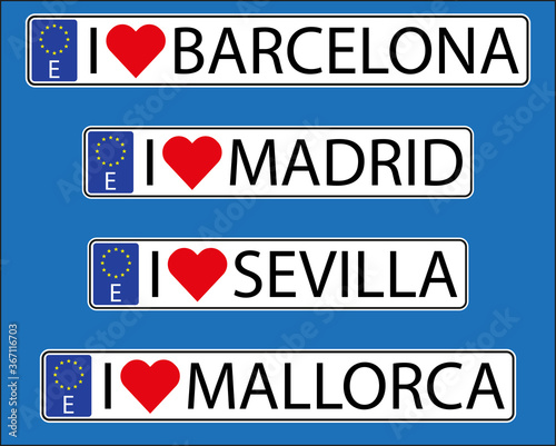 Canvas Print Spain Number Plate Souvenir