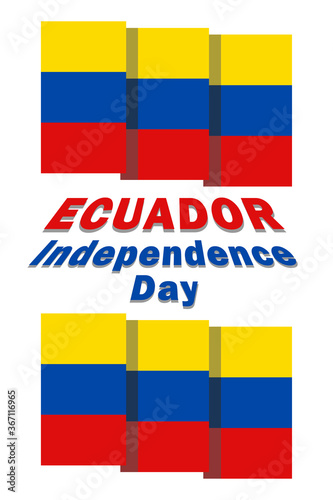 Ecuador Independence Day is celebrated annually on August 10th, greeting web banner with text and flag.